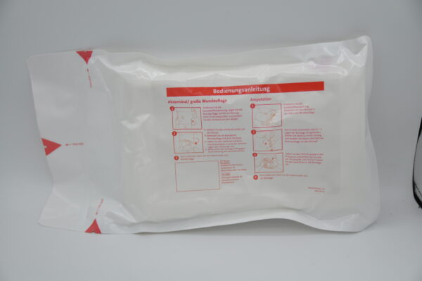 Pansement compressif d'urgence abdominal - compresse 30x30 cm, longueur 500 cm